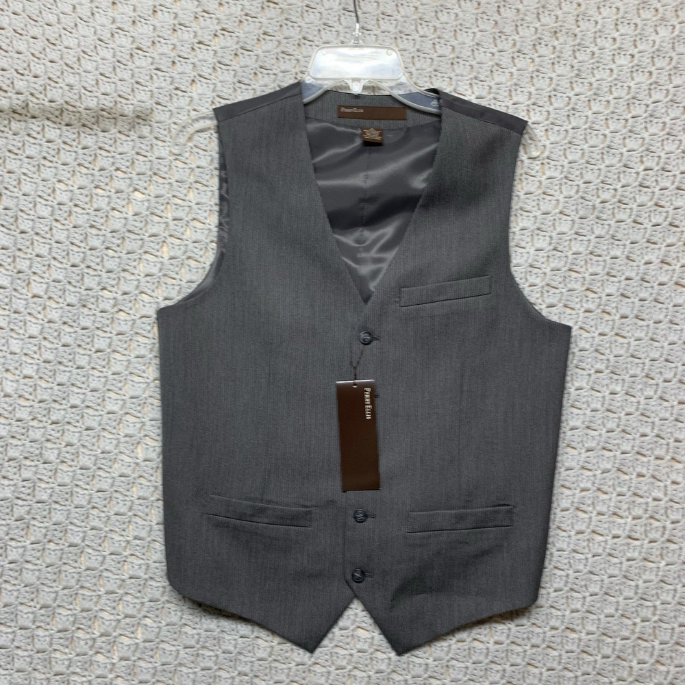 Perry Ellis Suit Waistcoat Vest Mens Sz S Coat Tuxedo‎ Formal Wedding Gray